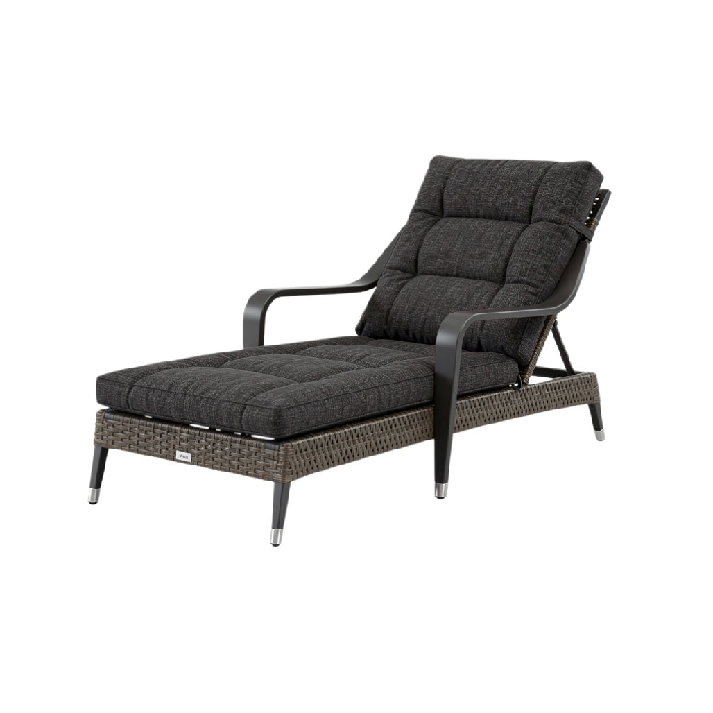 Adjustable Outdoor Chaise Lounge Chair with Woven Base and Cushioned Seating