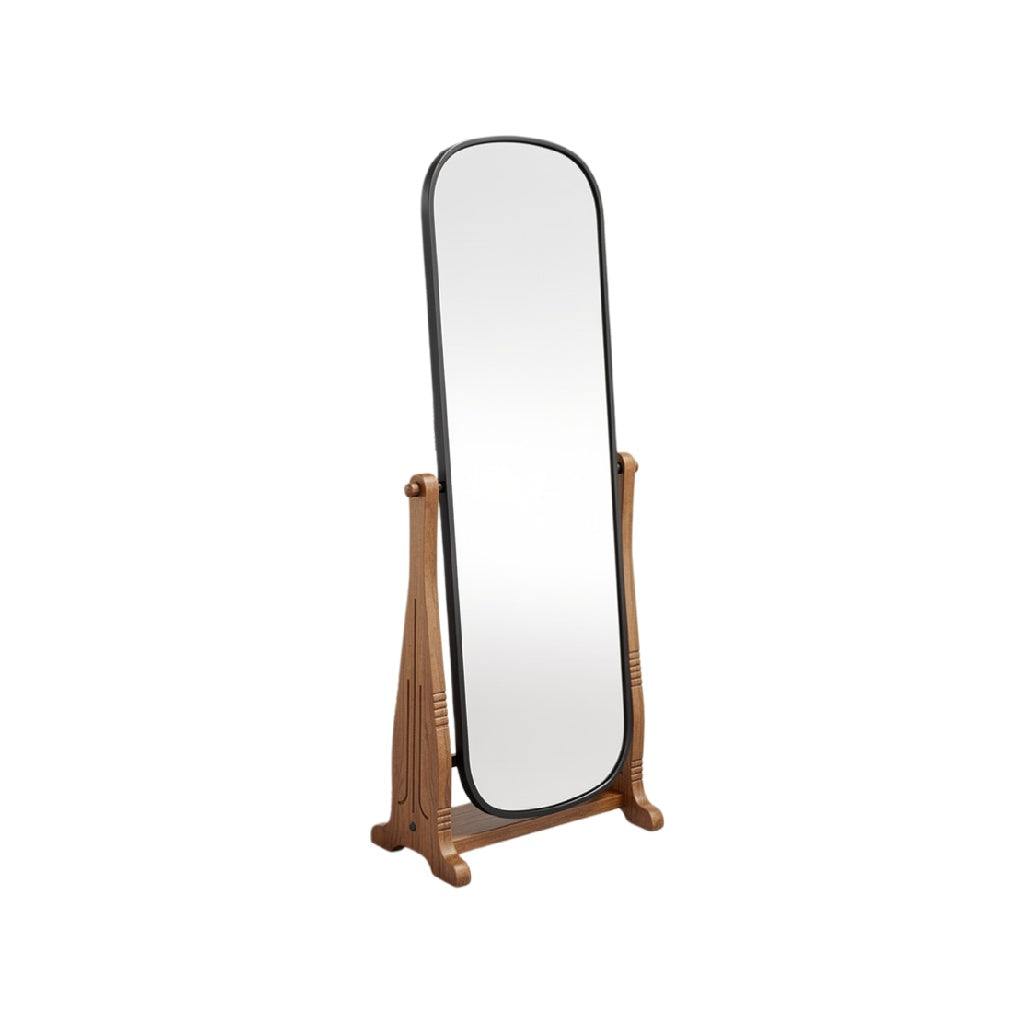 Elegant Full-Length Mirror with Wooden Stand and Modern Design